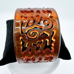 Vintage Abstract Swirl Bangle Bracelet Art Nouveau Retro Glam Intricate Chunky